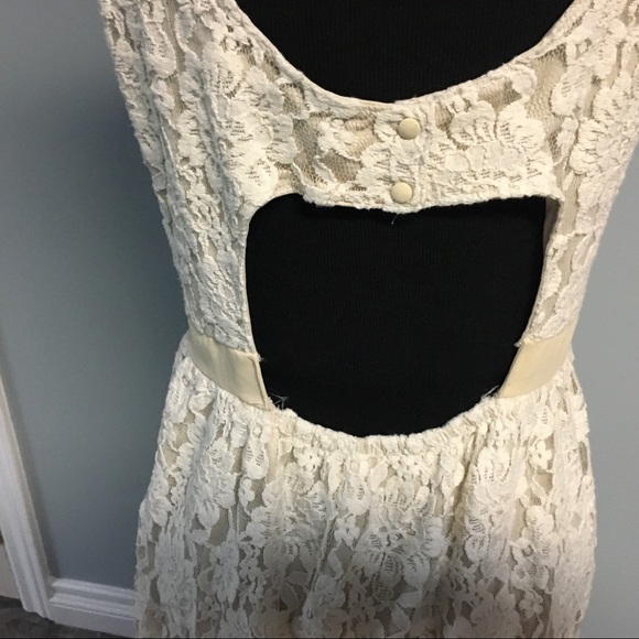 American Eagle Lined White Lace Back Cut Out Dress - Picture 7 of 10